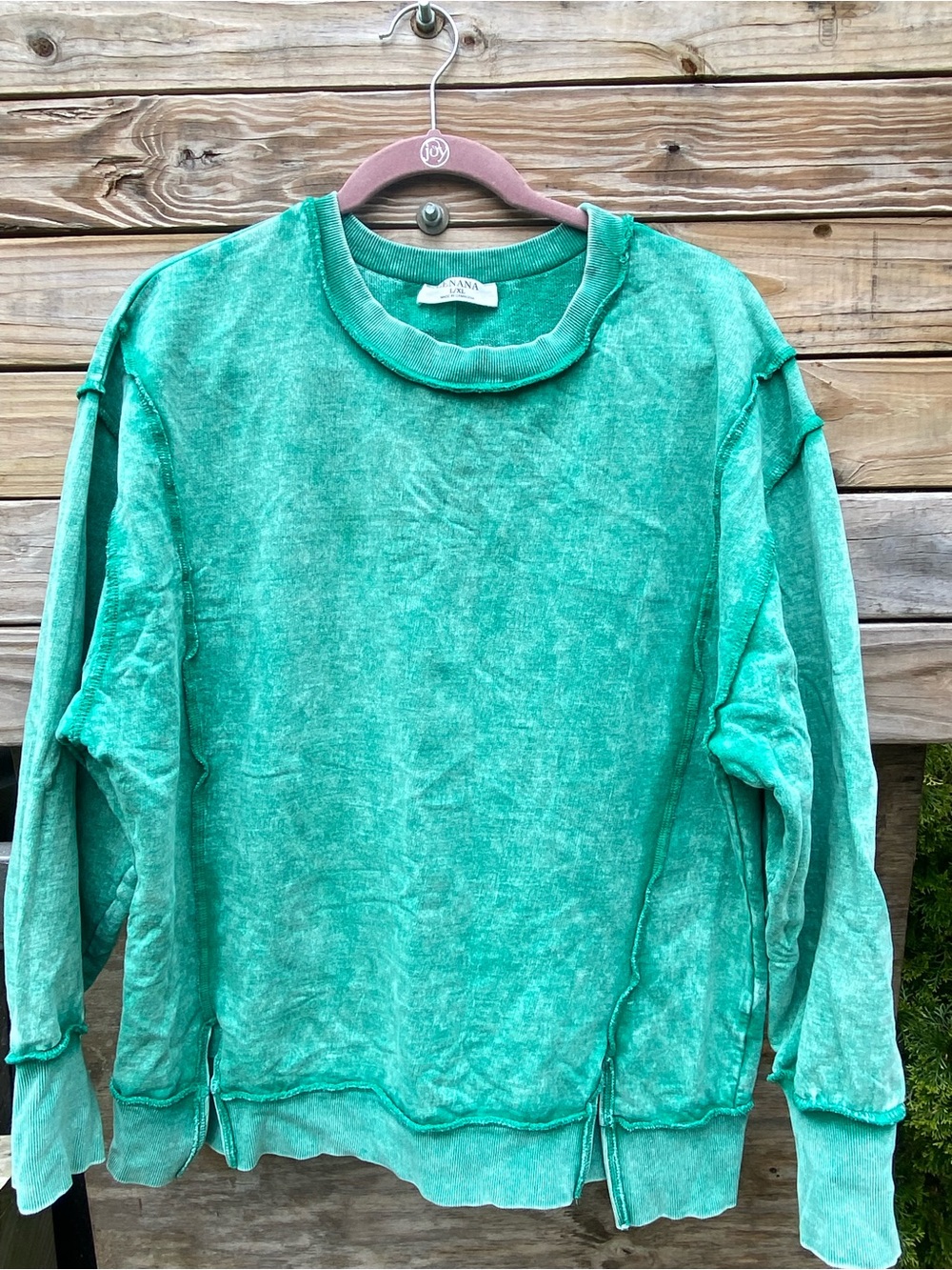 Zenana Seafoam Green Washed Pullover Sweatshirt Size L/XL